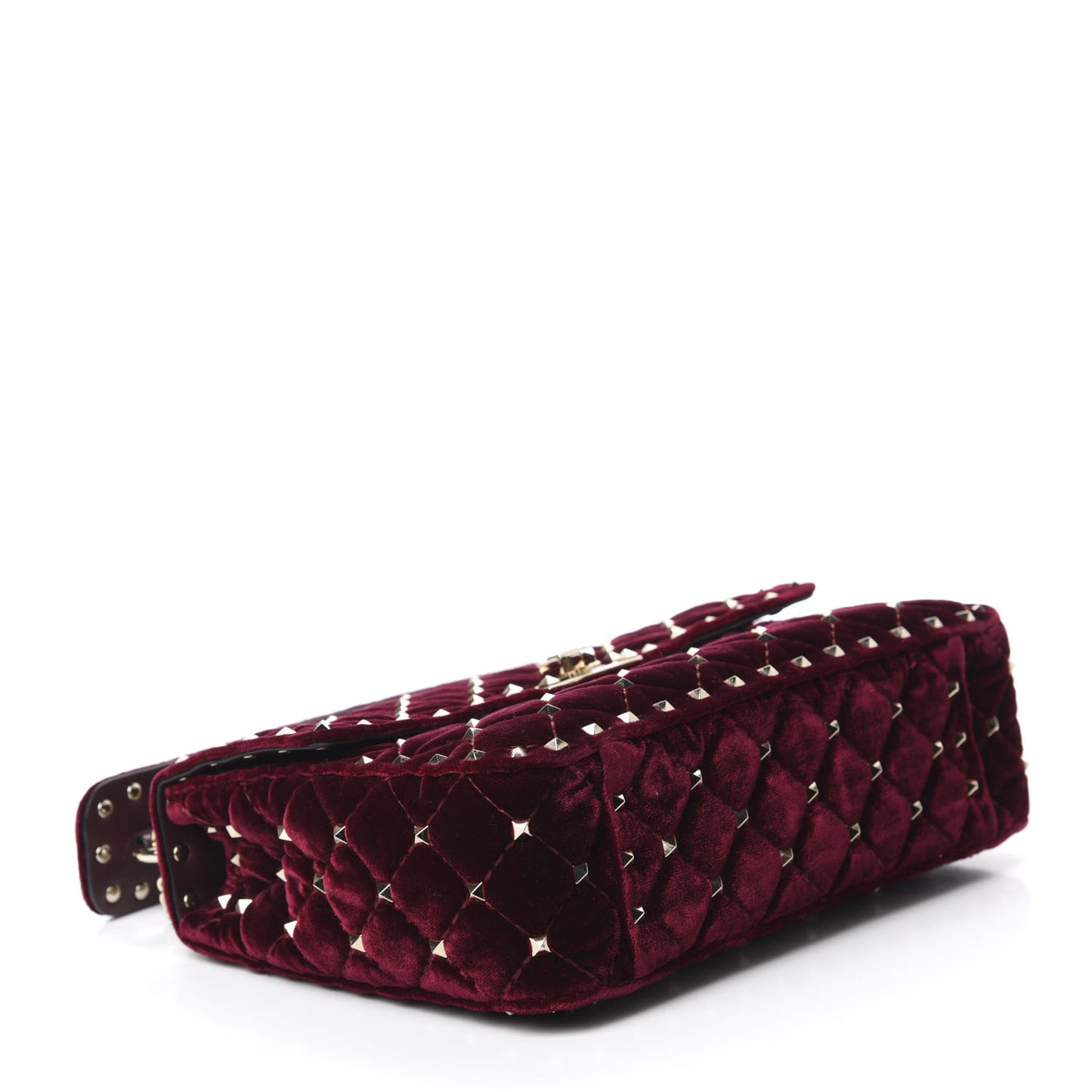 Velvet Medium Rockstud Spike Shoulder Bag Rubino