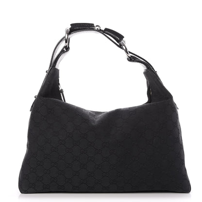 Gucci Monogram Medium Horsebit Chain Hobo Black 1 of 7