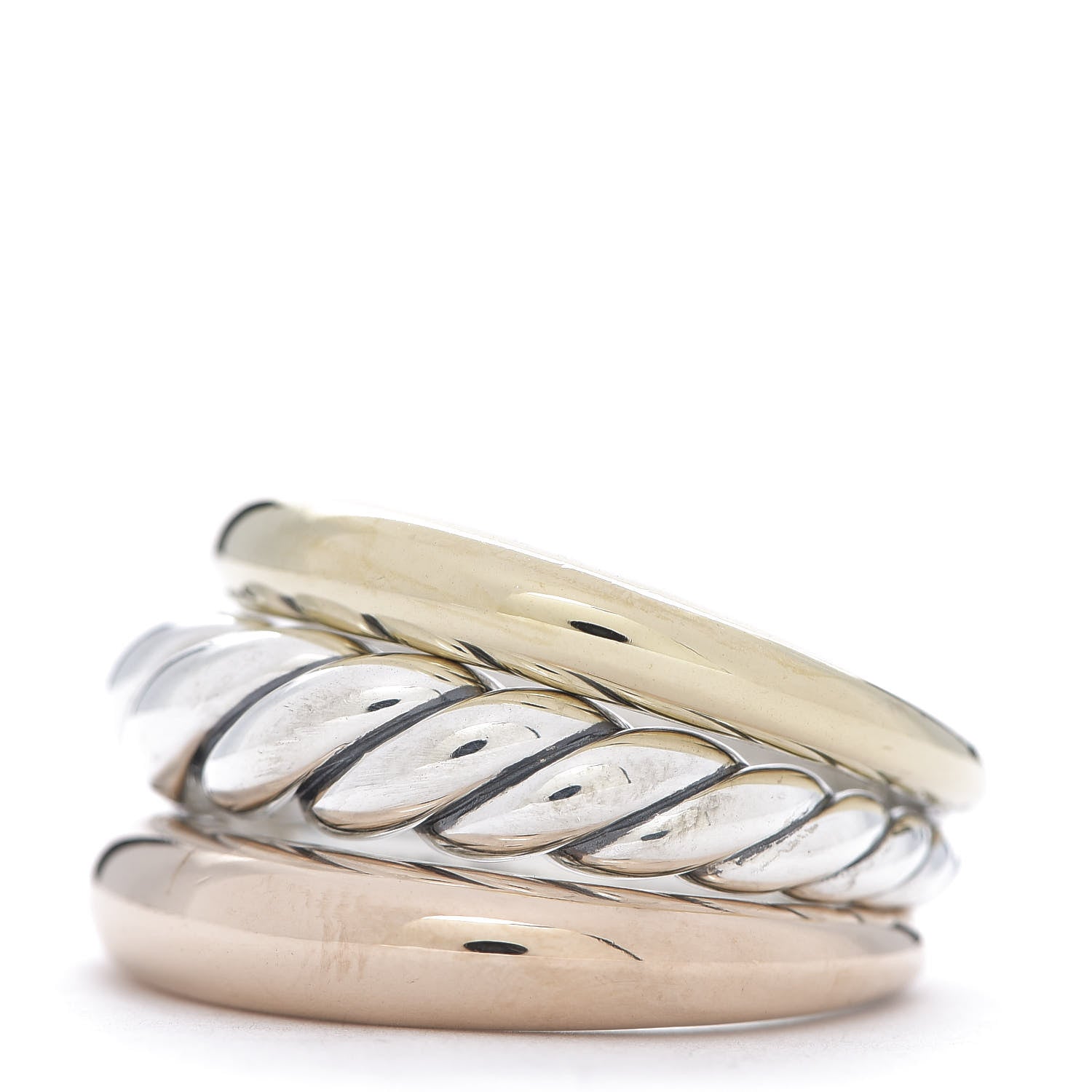 David Yurman Sterling Silver Bronze Brass Pure Form Three-Row Ring 55 7.25 3 of 6