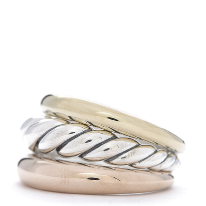 David Yurman Sterling Silver Bronze Brass Pure Form Three-Row Ring 55 7.25 3 of 6