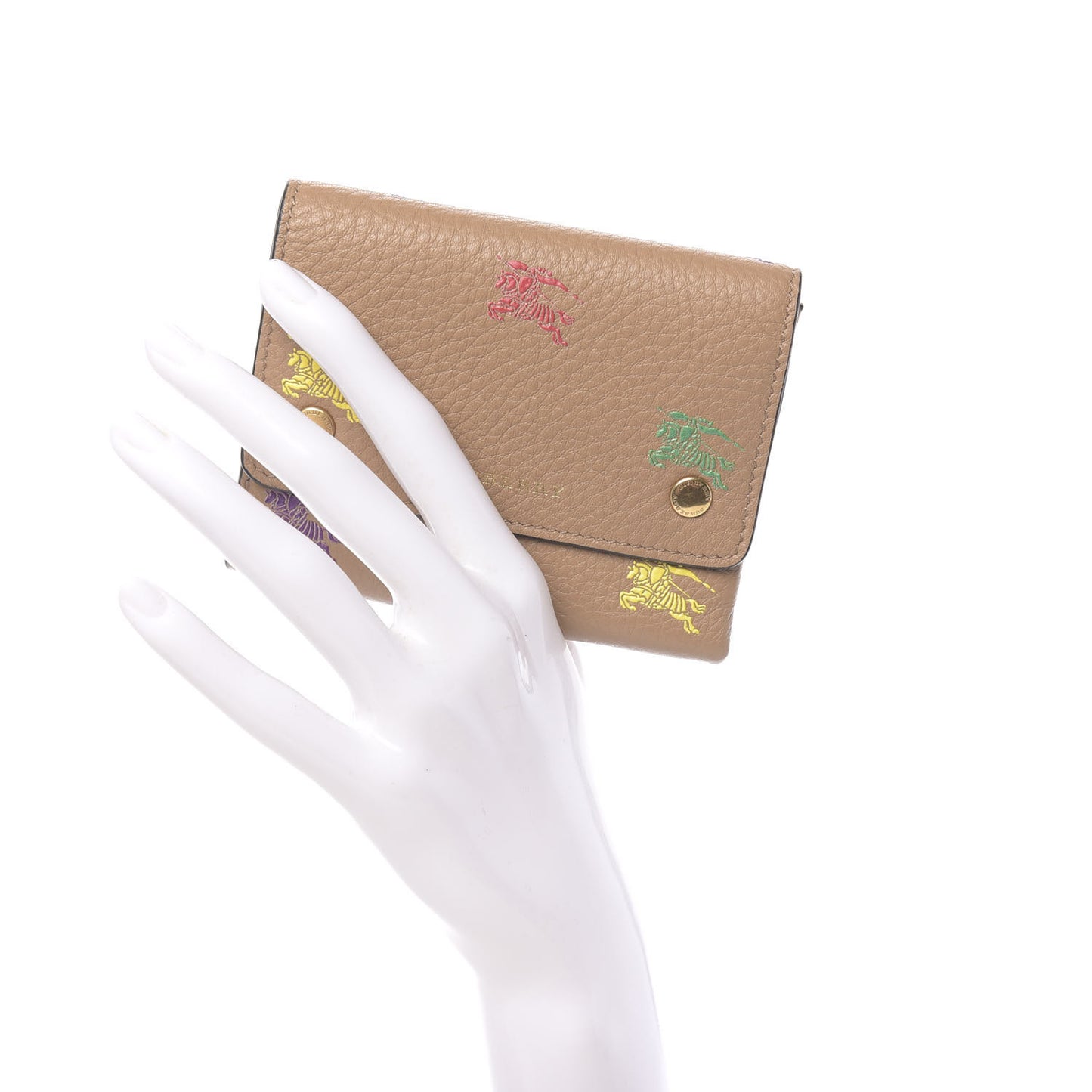 Grained Calfskin EKD Tri-Fold Compact Wallet Light Camel
