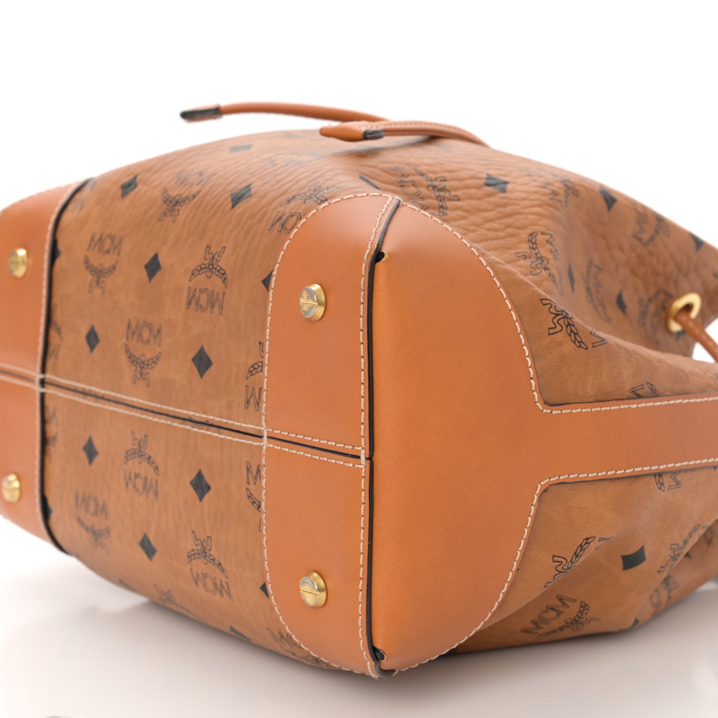 Visetos Small Soft Berlin Drawstring Bucket Bag Cognac