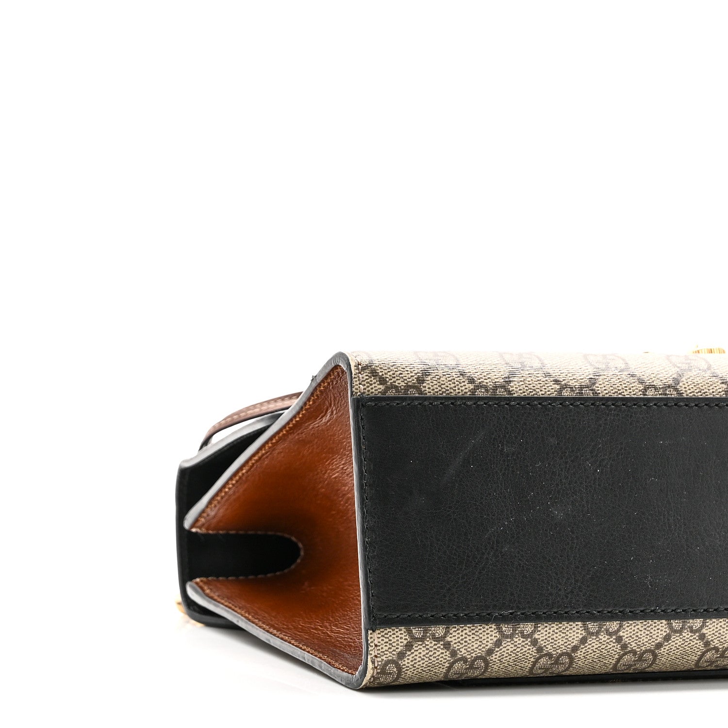 Gucci GG Supreme Monogram Calfskin Medium Padlock Shoulder Bag Beige Black Cuir 9 of 10