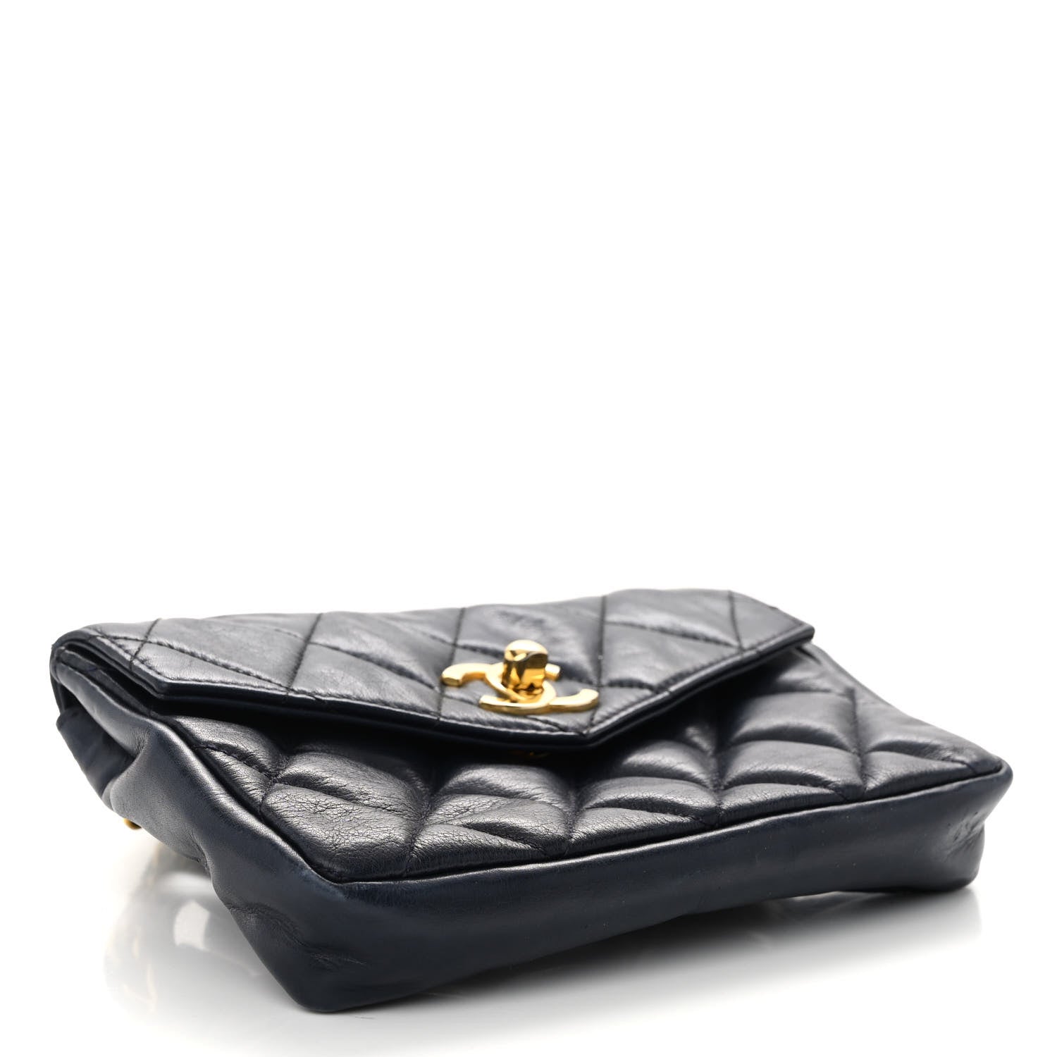 Chanel Lambskin Quilted Flap Waist Belt Bag 70 28 Blue 4 of 11