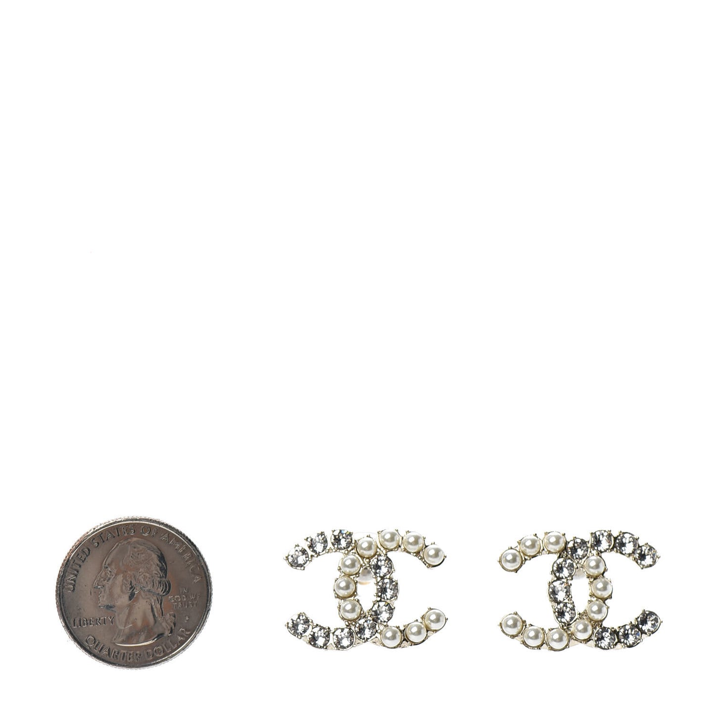 Crystal Pearl CC Dazzling Domino Earrings Gold