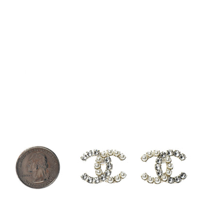 Chanel Crystal Pearl CC Dazzling Domino Earrings Gold 2 of 4
