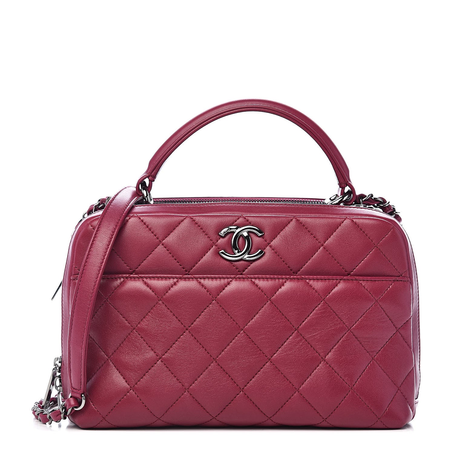 Chanel Lambskin Quilted Medium Trendy CC Bowling Bag Dark Pink 1 of 12