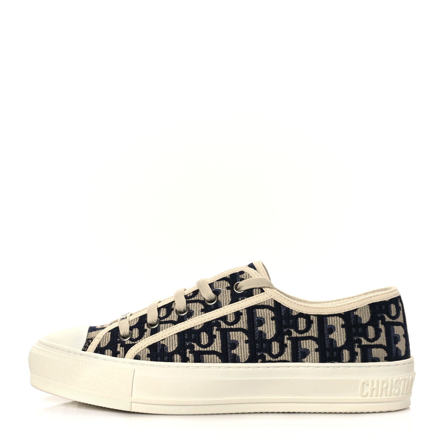 Christian Dior Canvas Oblique Walk'N'Dior Low Top Sneakers 37 Deep Blue 1 of 8