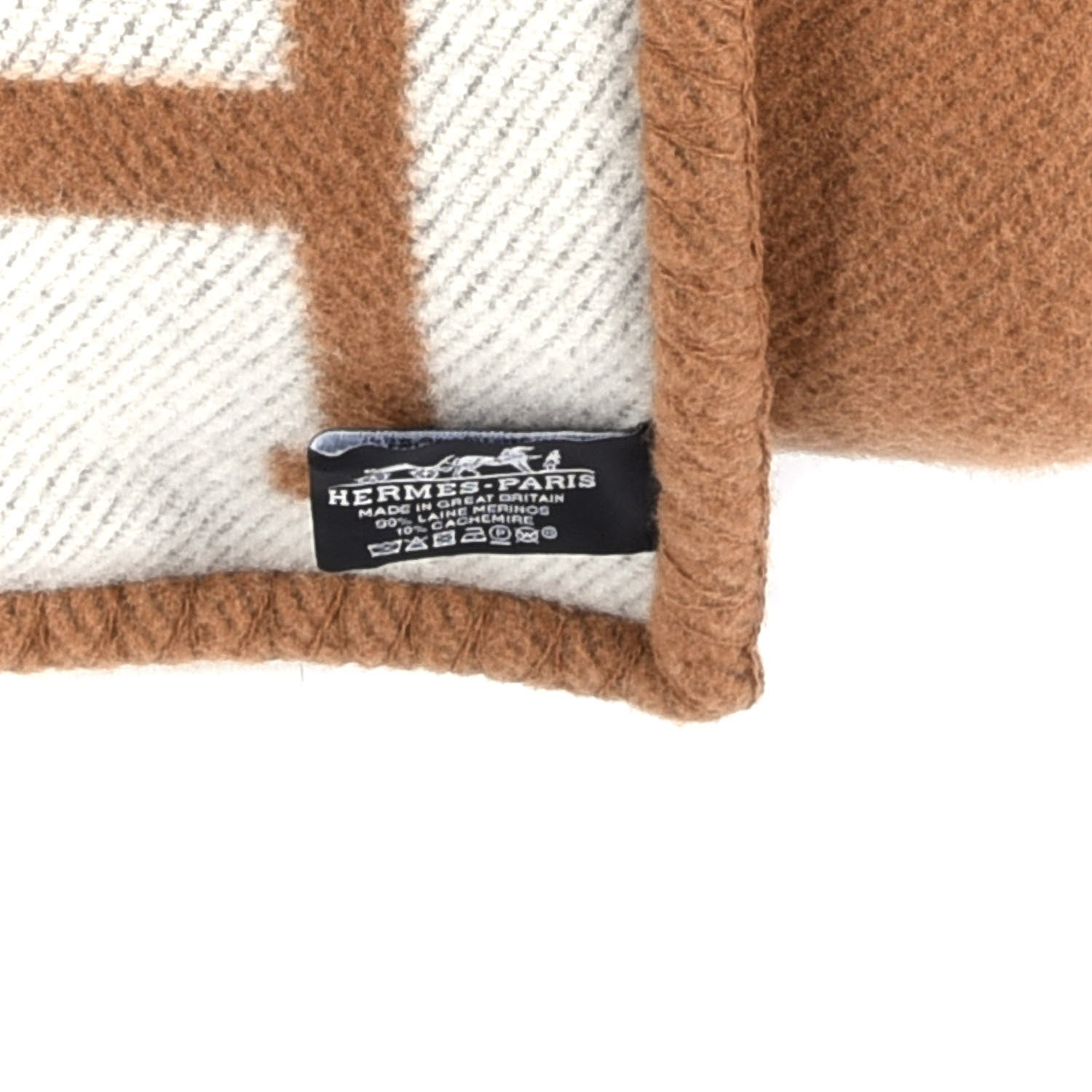 Hermes Wool Cashmere Avalon Blanket Ecru Camel 5 of 6