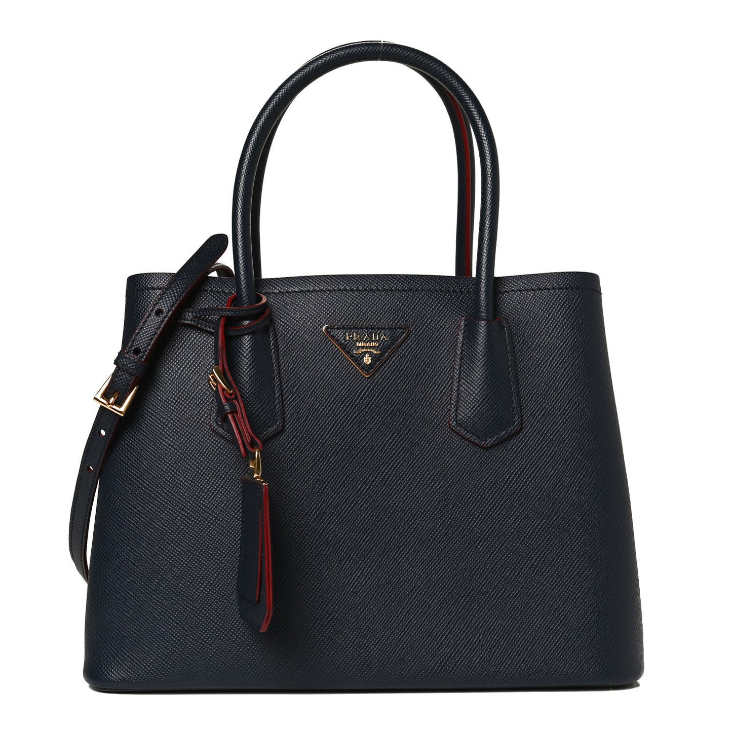 Saffiano Cuir Small Double Bag Baltico Fuoco