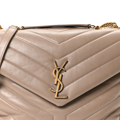 Saint Laurent Calfskin Y Quilted Monogram Medium Loulou Chain Satchel Dusty Grey 8 of 10
