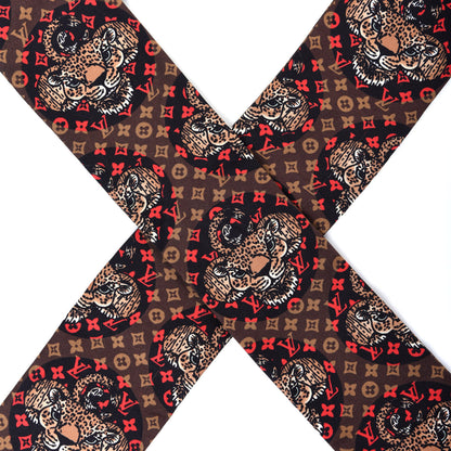 Louis Vuitton Silk Monogram Jaguar Animalle Bandeau Scarf Marron 2 of 3