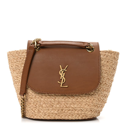 Saint Laurent Raffia Calfskin Mini Manon Natural Brick 1 of 9
