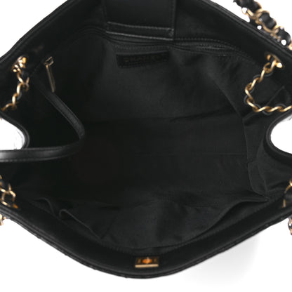 Chanel Aged Calfskin Chevron Quilted Shopping Tote Black 4 of 9
