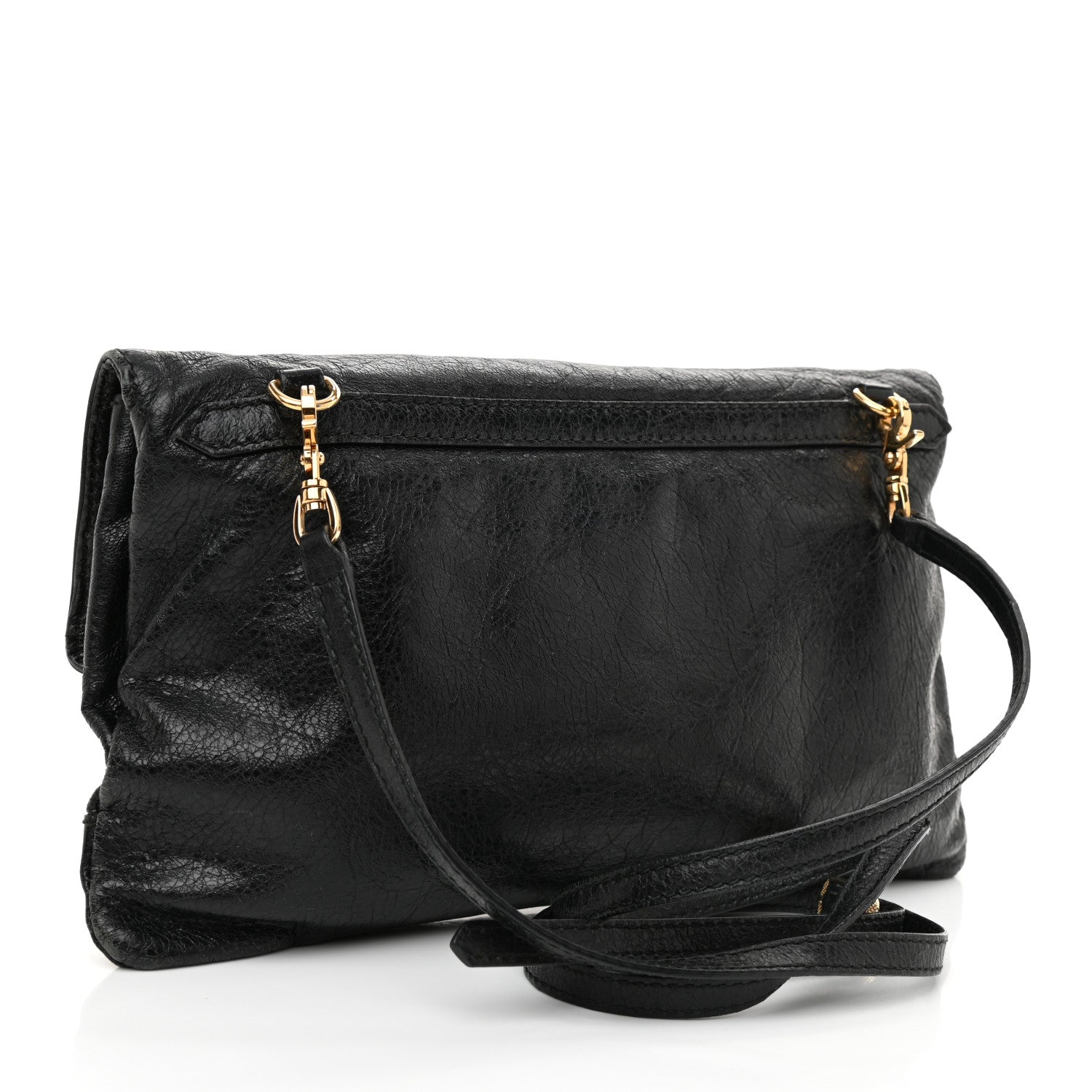 Balenciaga Agneau Giant 12 Gold Hardware Envelope Strap Clutch Black 4 of 10