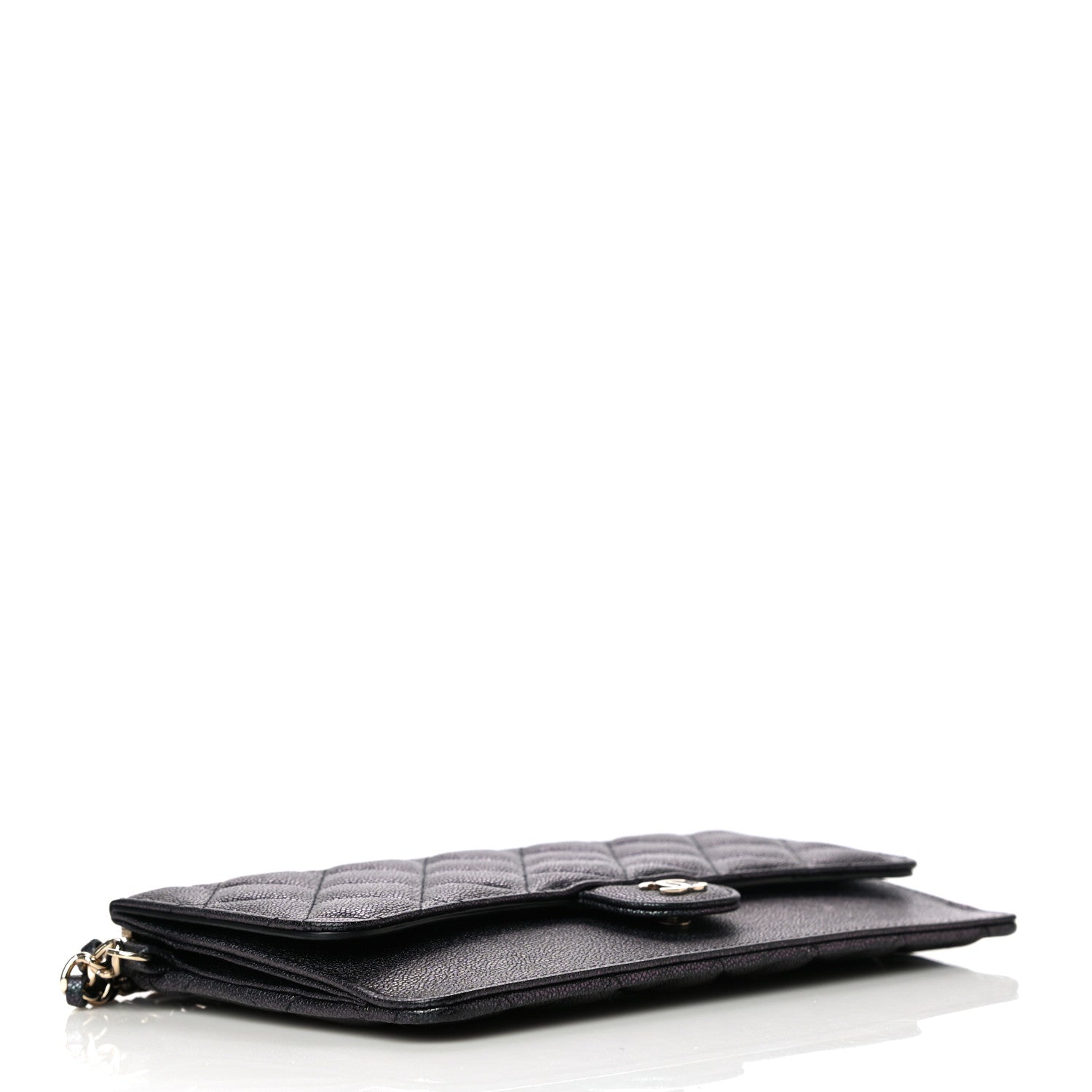 Chanel Iridescent Caviar Quilted Classic Pouch With Handle Black 4 of 11