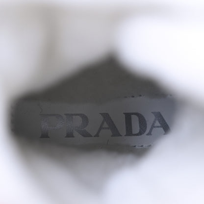Prada Spazzolato Rois Nylon Shearling Metal Triangle Logo Monolith Pouch Pocket 55mm Boots 35.5 White 8 of 12
