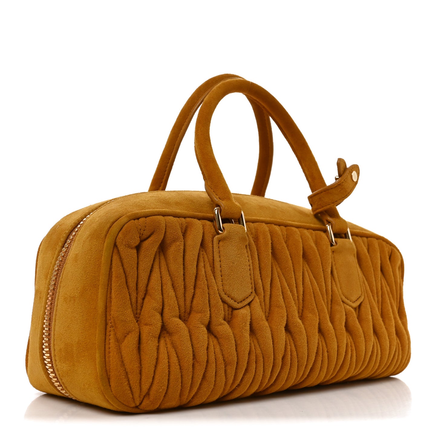 Suede Matelasse Large Arcadie Top Handle Bag Whisky