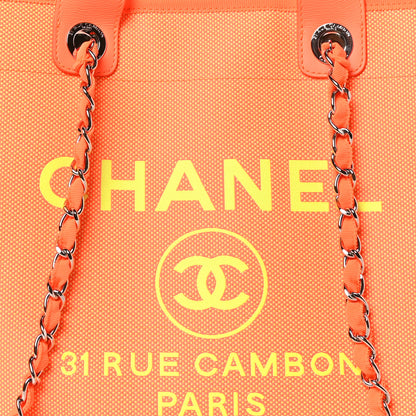 Chanel Mixed Fibers Calfskin Deauville Medium Tote Orange Yellow 9 of 11