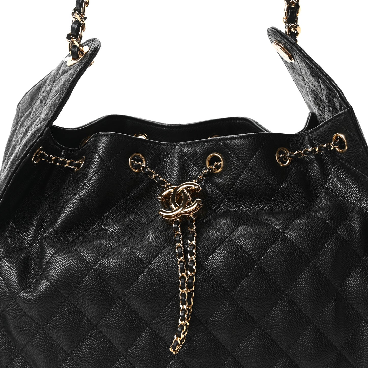 Caviar Quilted Medium Chanel 25 Handbag Black