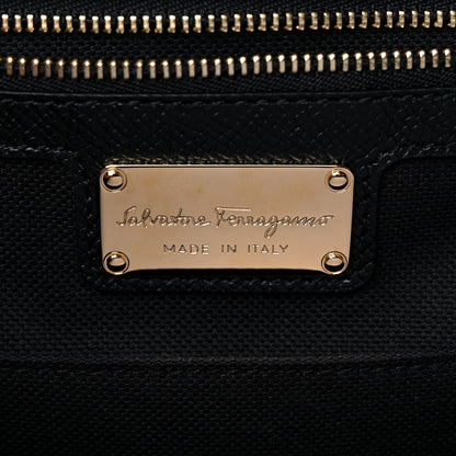 Salvatore Ferragamo Hammered Calfskin Carrie O Shoulder Bag Black 5 of 7