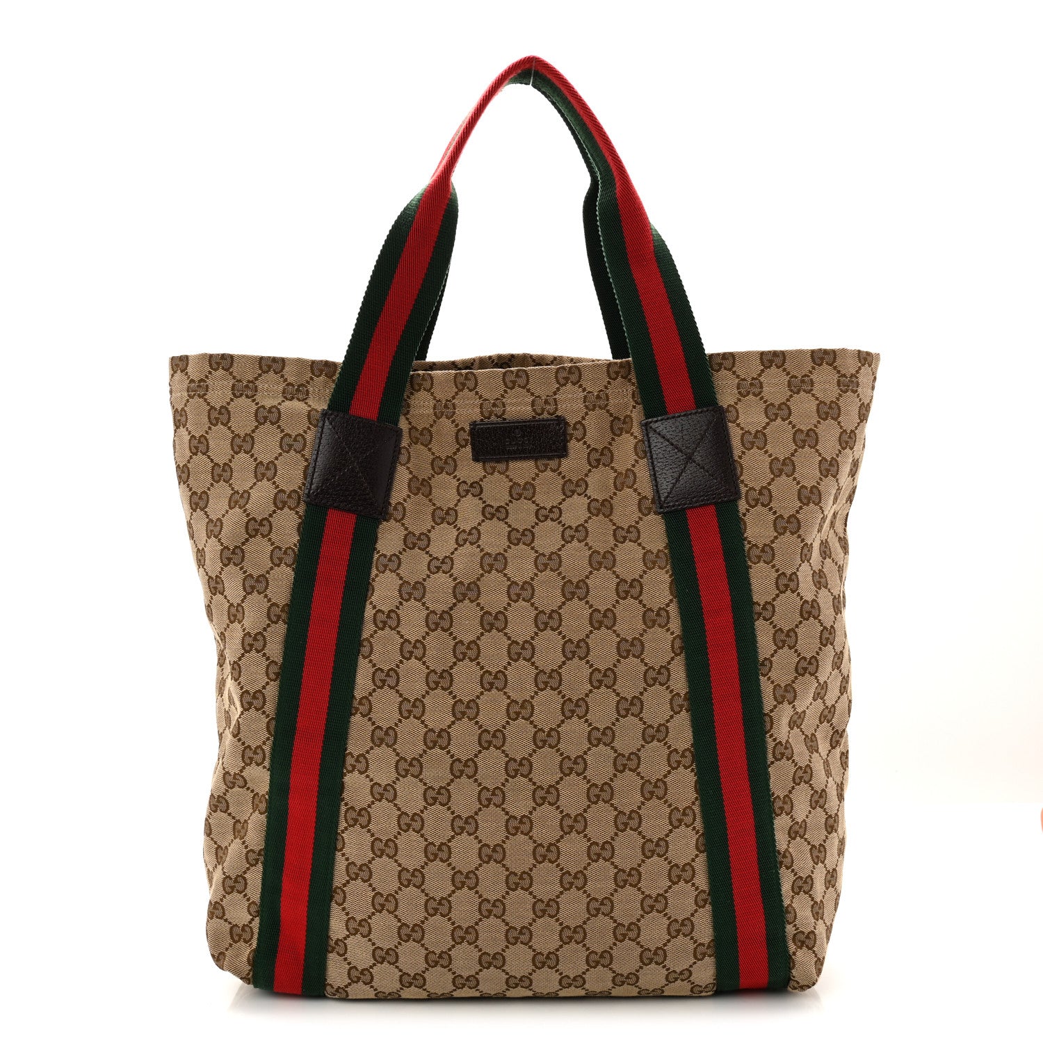 Gucci GG Monogram Medium Web Handle Vertical Tote Dark Brown 1 of 10