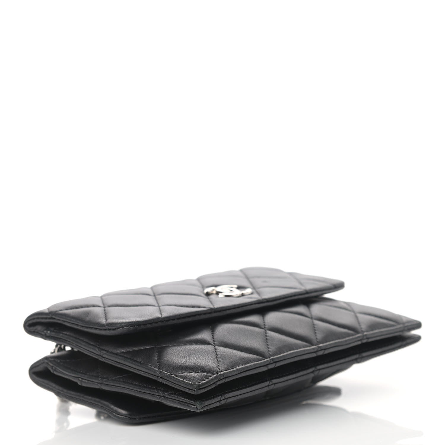 Chanel Lambskin Quilted Double Sided Wallet On Chain WOC Black 4 of 15