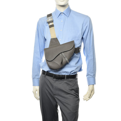 Christian Dior Grained Calfskin Kim Jones Saddle Bag Grey 2 of 8
