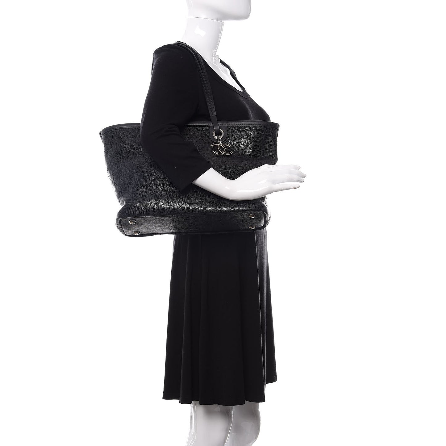 Grained Calfskin Shopping Fever Tote Black