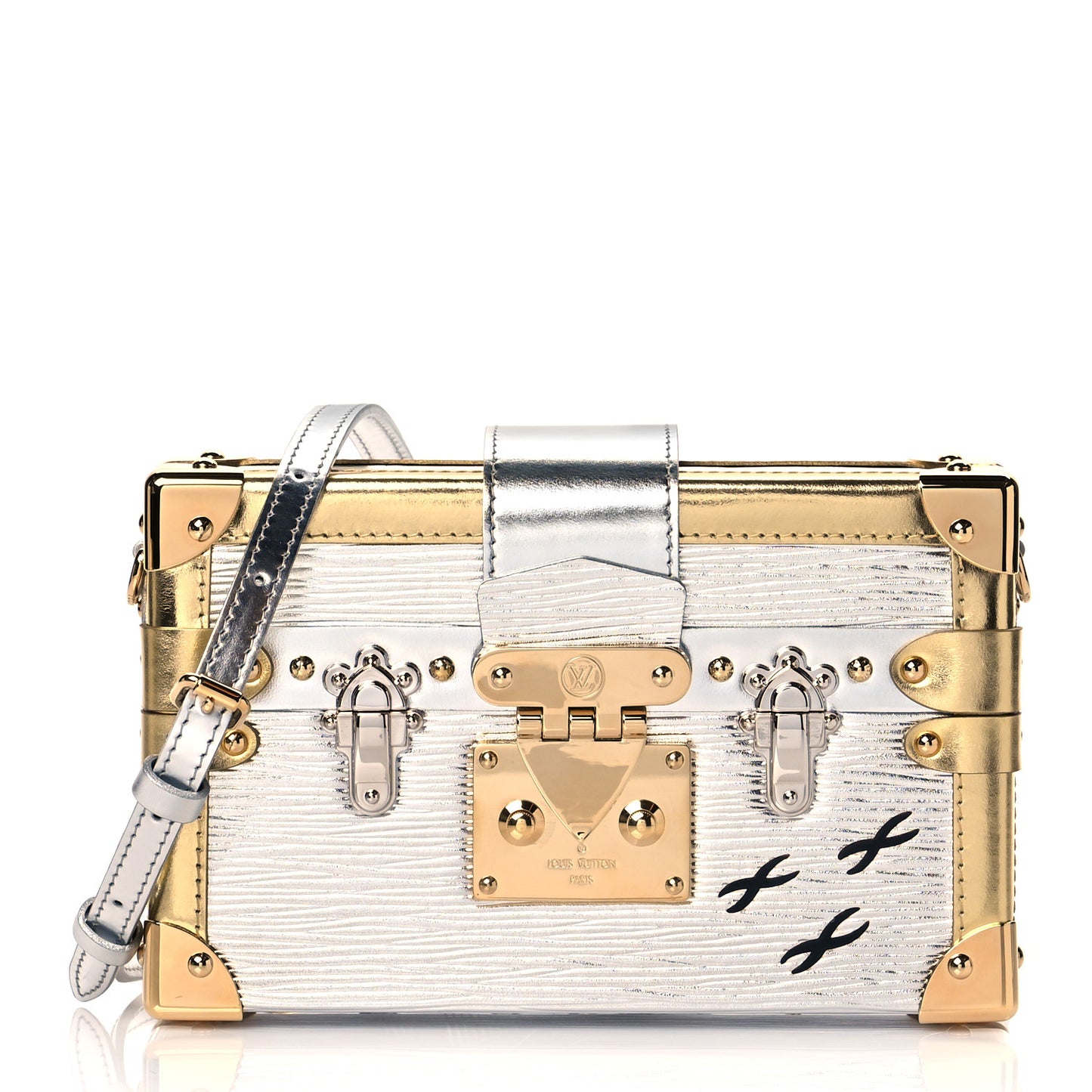 Metallic Epi Petite Malle Silver