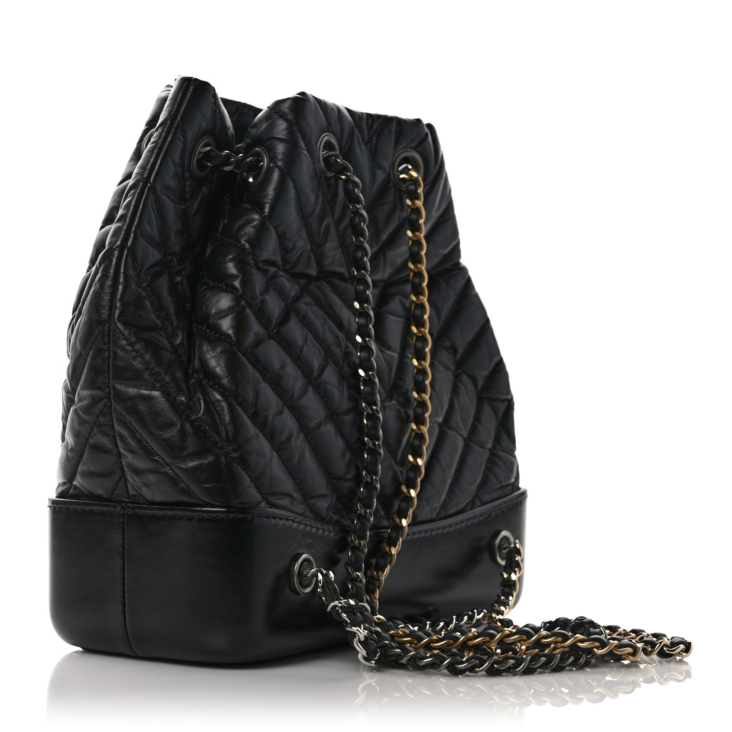 Chanel Aged Calfskin Chevron Quilted Small Gabrielle Backpack Black 3 of 10