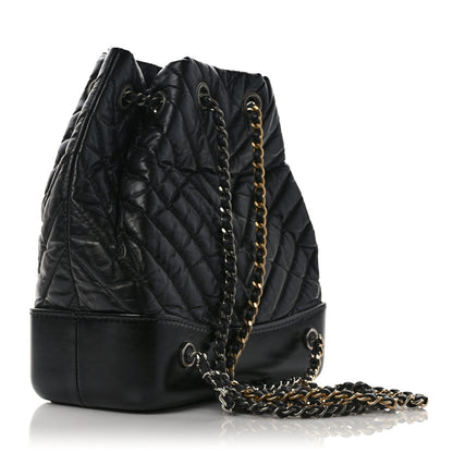 Chanel Aged Calfskin Chevron Quilted Small Gabrielle Backpack Black 3 of 10