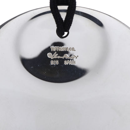 Tiffany Sterling Silver Elsa Peretti Round Disc Pendant Cord Necklace 5 of 6