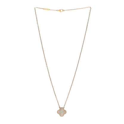 Van Cleef & Arpels 18K Yellow Gold Mother of Pearl Vintage Alhambra Pendant Necklace 3 of 8