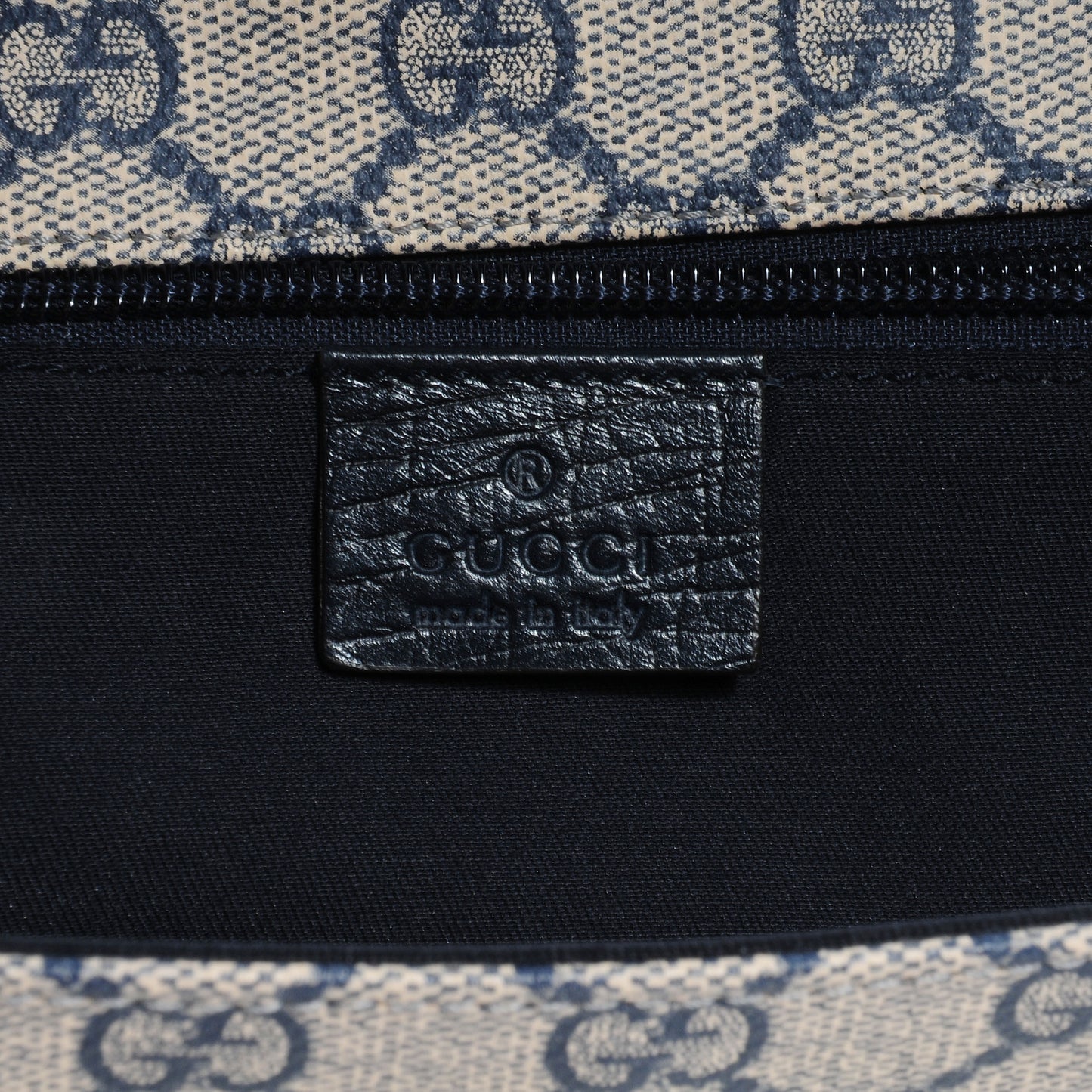 GG Plus Monogram Vintage Web Flap Messenger Bag Beige Navy Blue