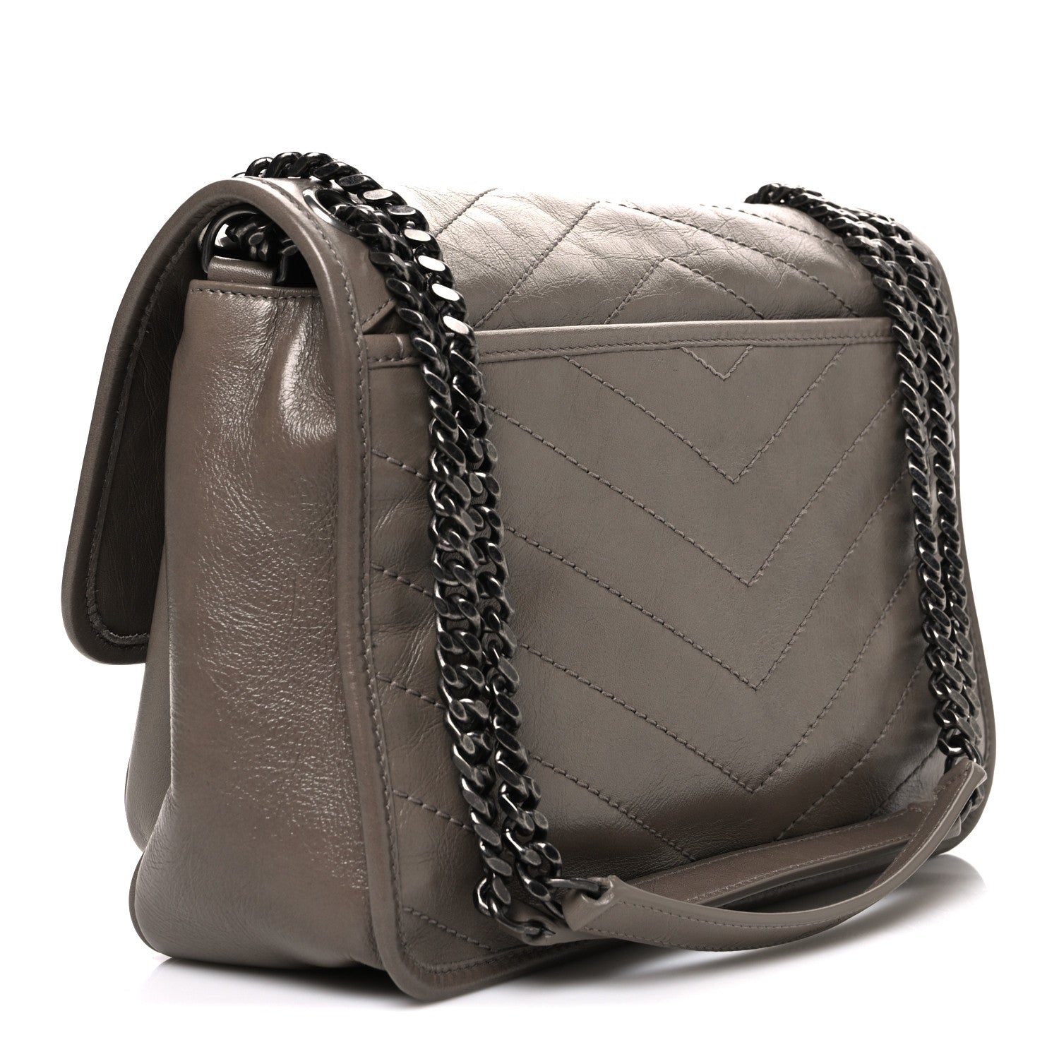 Saint Laurent Crinkled Calfskin Matelasse Monogram Medium Niki Chain Satchel Greyish Brown 2 of 10