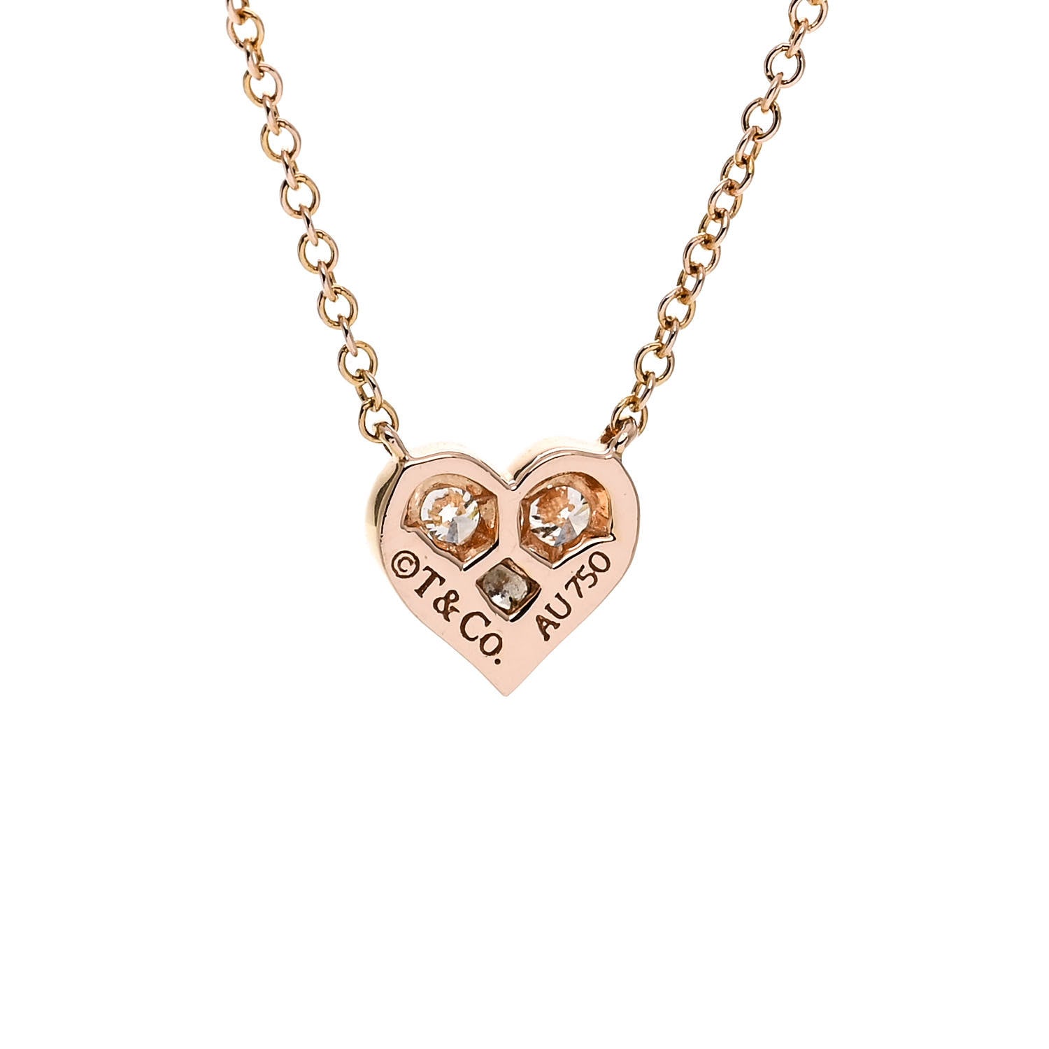Tiffany 18K Rose Gold Diamond Heart Pendant Necklace 6 of 7