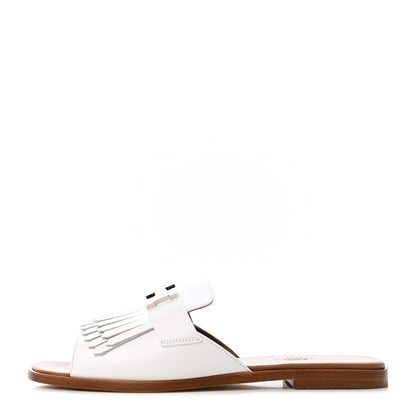 Hermes Calfskin Auteuil Sandals 39.5 White 1 of 4
