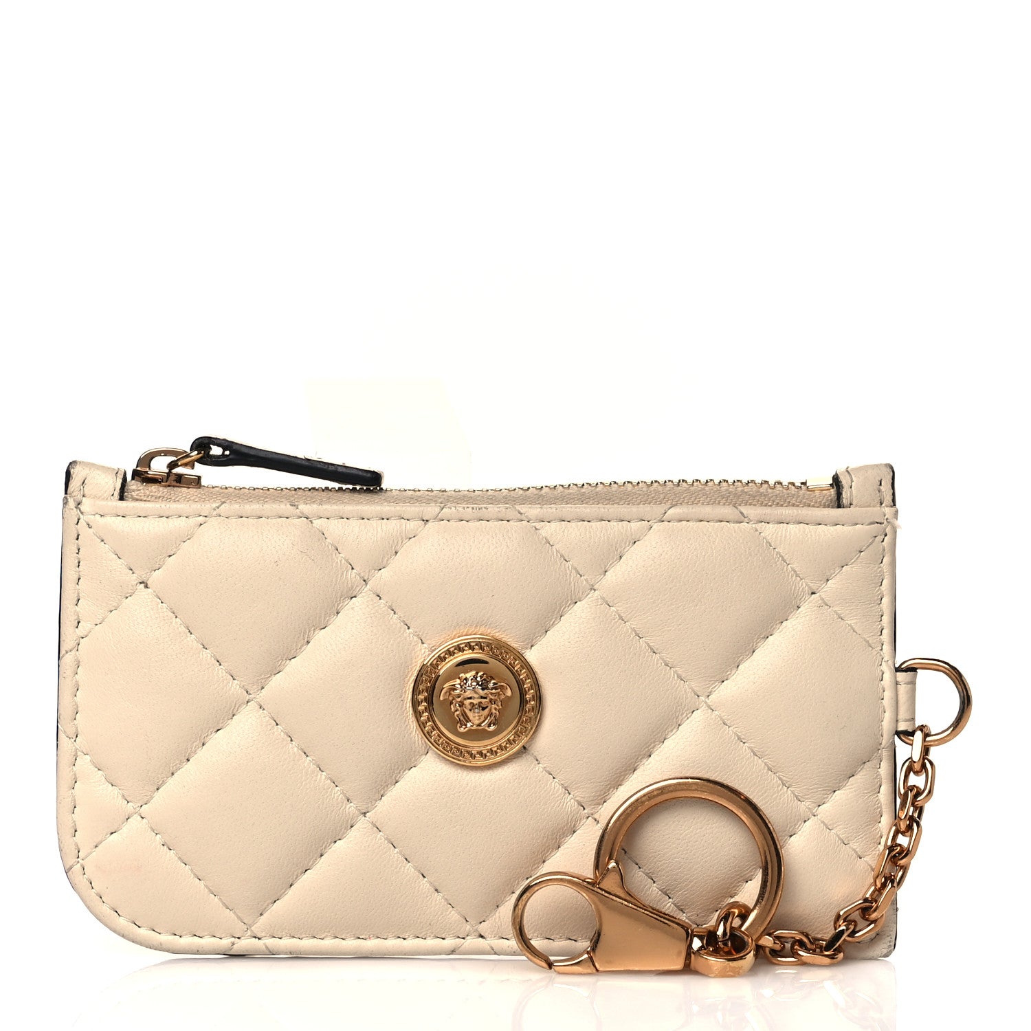 Versace Nappa Quilted Tribute Key Pouch White 1 of 7