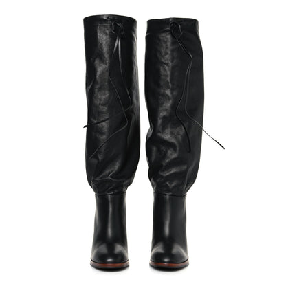 Gucci Deauville Calfskin Cinched Knee High Boots 37.5 Black 2 of 7