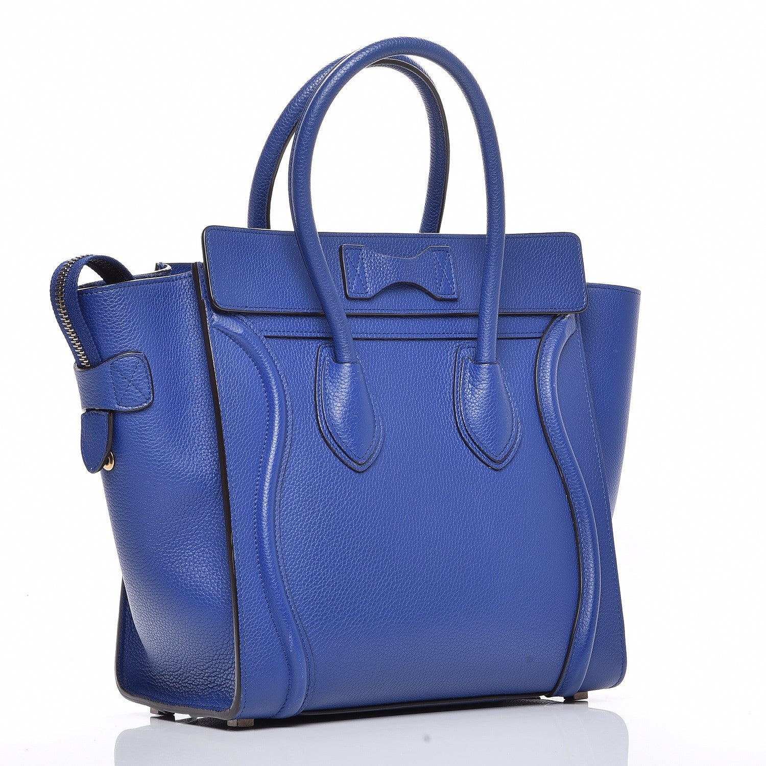 Celine Drummed Calfskin Micro Luggage Indigo 3 of 7
