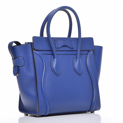 Celine Drummed Calfskin Micro Luggage Indigo 3 of 7