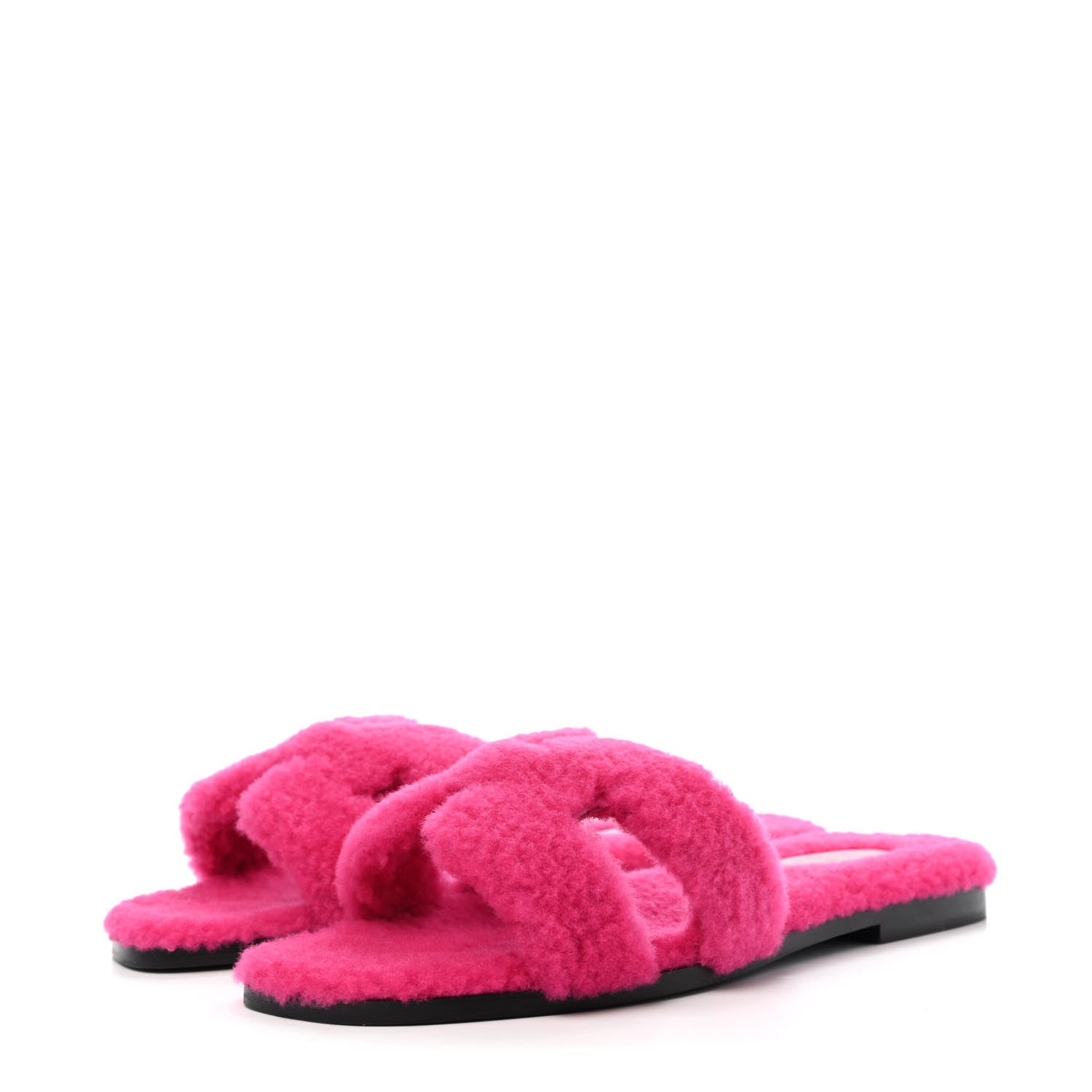 Hermes Woolskin Oran Sandals 37 Rose Fuchsia 3 of 4