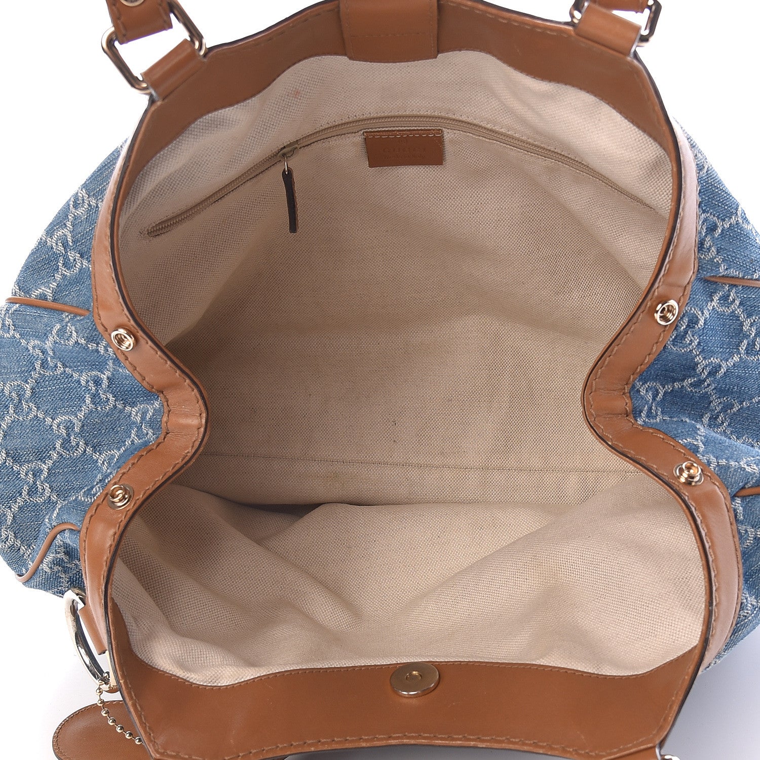 Gucci Denim Monogram Medium Sukey Tote Blue 5 of 20
