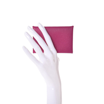 Hermes Epsom Calvi Card Case Rose Pourpre 2 of 6