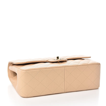 Chanel Caviar Quilted Jumbo Double Flap Light Beige 3 of 10