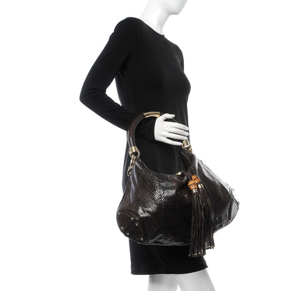 Gucci Python Large Indy Top Handle Hobo Brown 3 of 8
