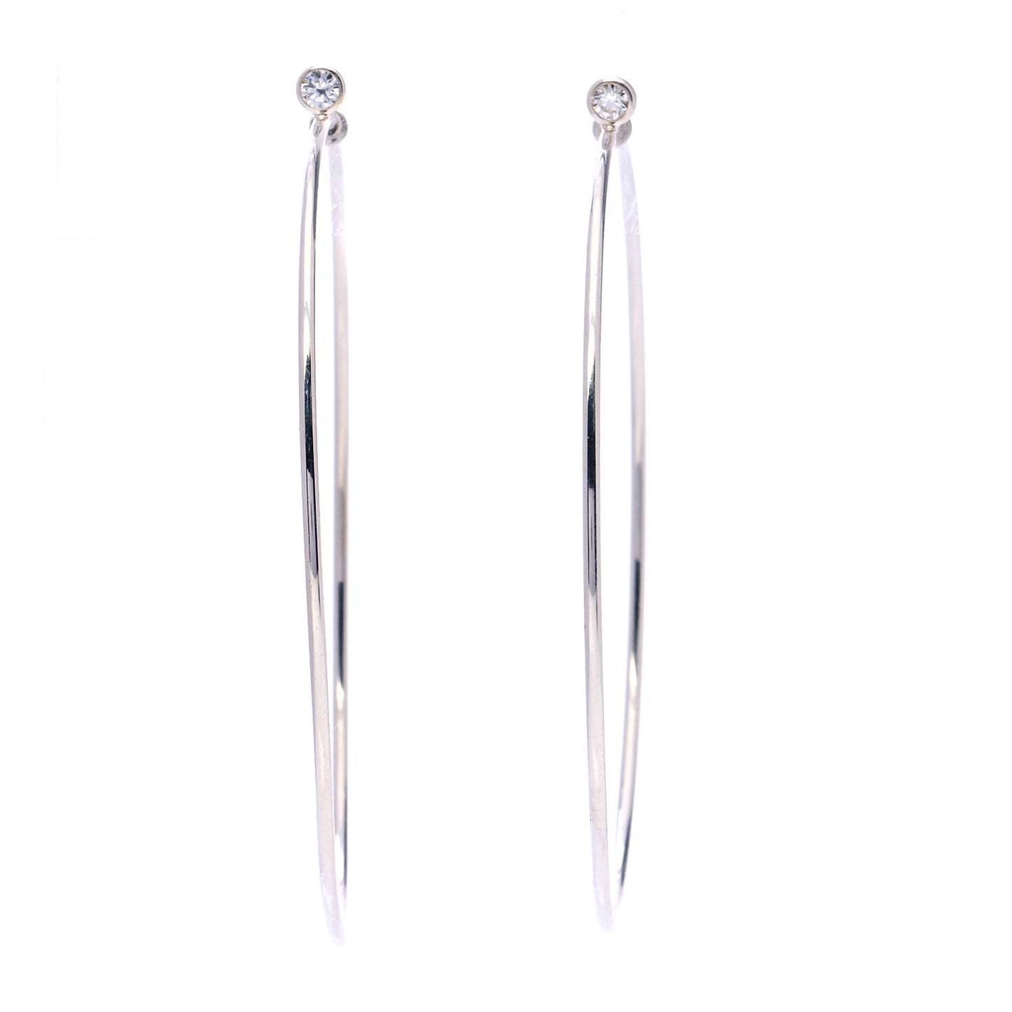 Sterling Silver Diamond Large Elsa Peretti Hoop Earrings