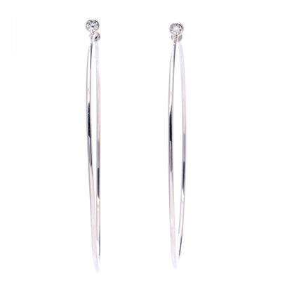 Tiffany Sterling Silver Diamond Large Elsa Peretti Hoop Earrings 1 of 7
