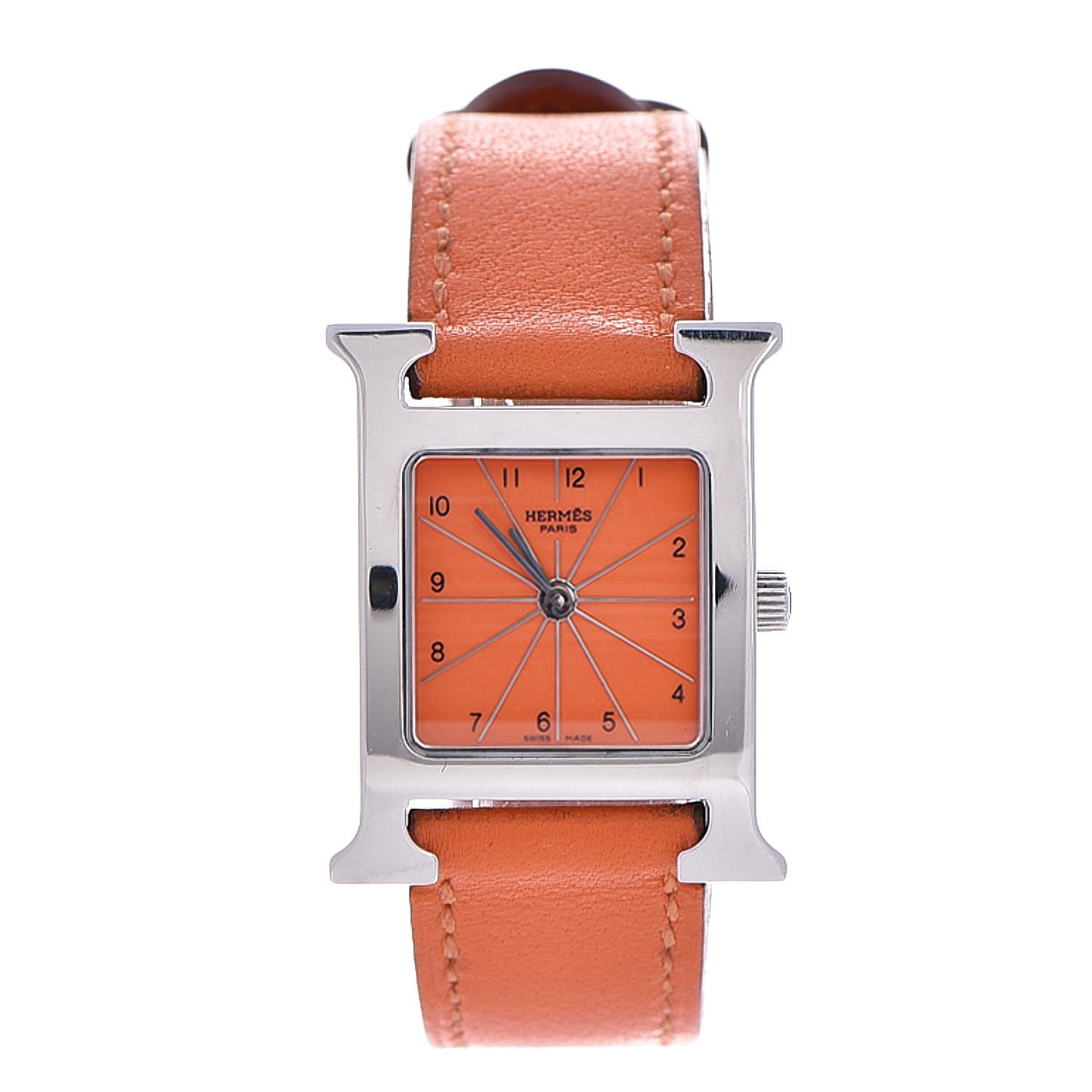 Stainless Steel Swift 21mm Heure H Hour Quartz Watch Orange